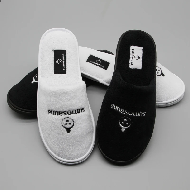 Oem Custom White Coral Fleece Hotel Slipper Washable Reusable Luxury Cloth Toe Guest Room Slippers