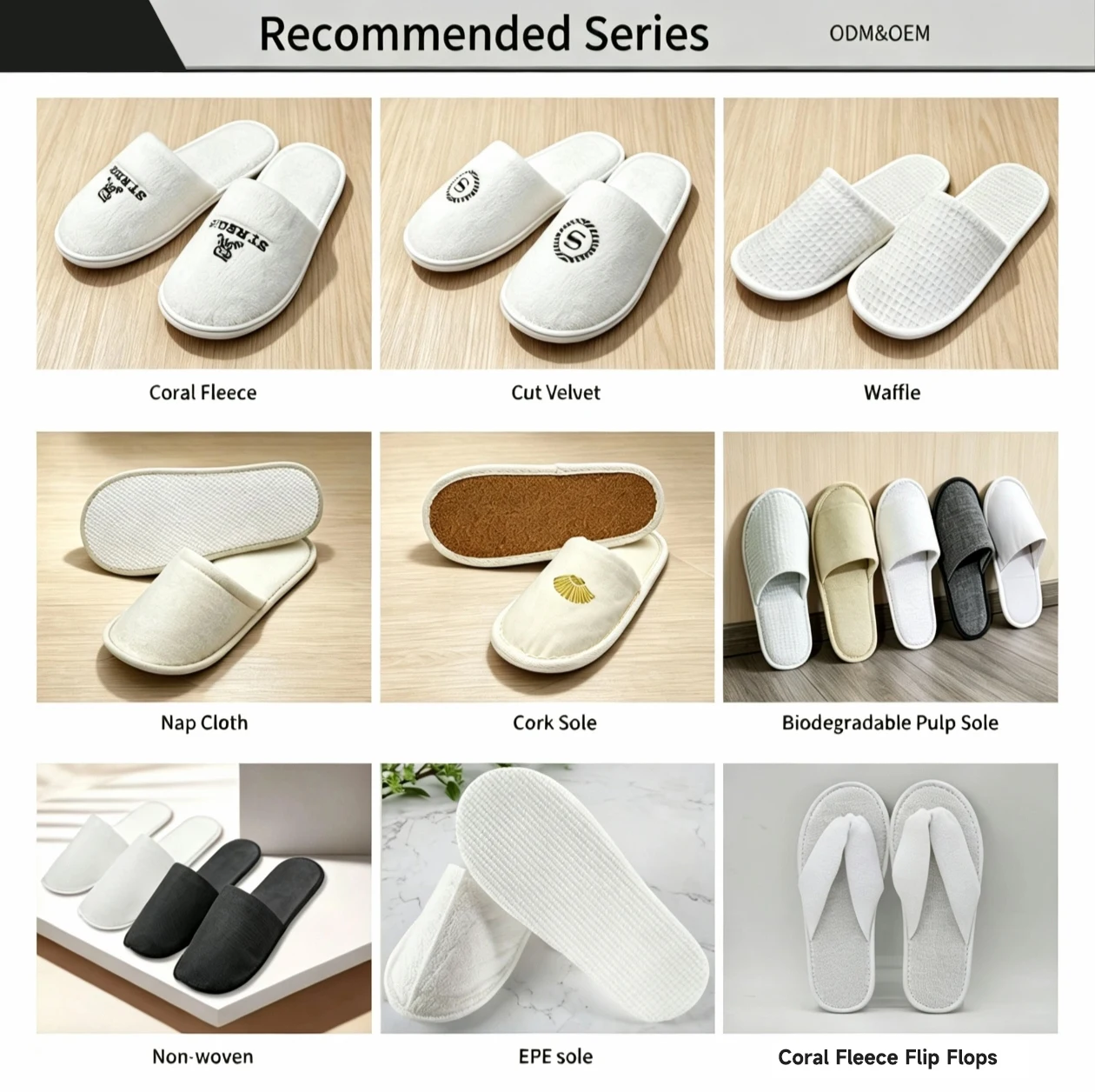 Oem Custom White Coral Fleece Hotel Slipper Washable Reusable Luxury Cloth Toe Guest Room Slippers