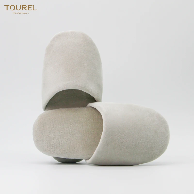 Luxury Washable Soft Thick Sole Hotel Slippers Custom Plush Japanese And Korean Cotton Beige Hotel Slipper