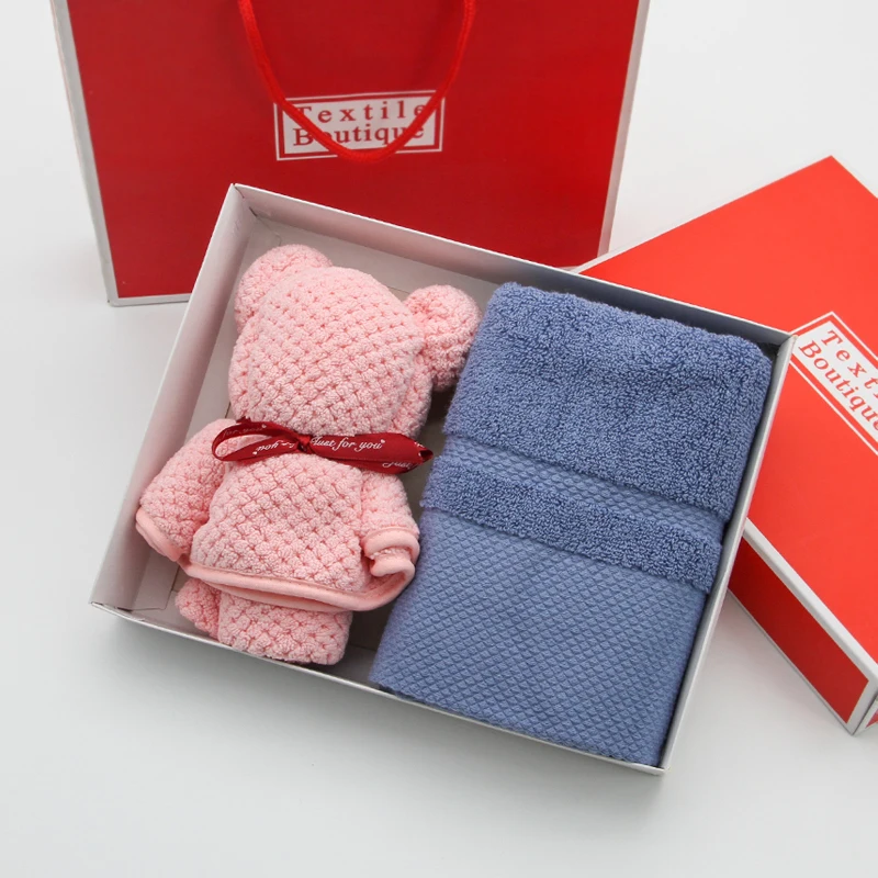 100% Cotton Knitted Super Soft Custom Logo Wedding Luxury Egyptian Cotton Towel Sets Eco-friendly Gift Box For Summer