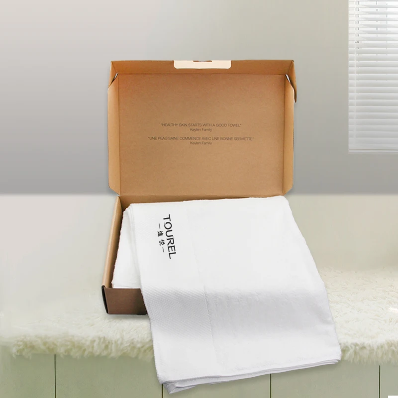 Custom Logo Kcraft Box Gift Packing Luxury Towels Bath 100otton Hotel Towel White
