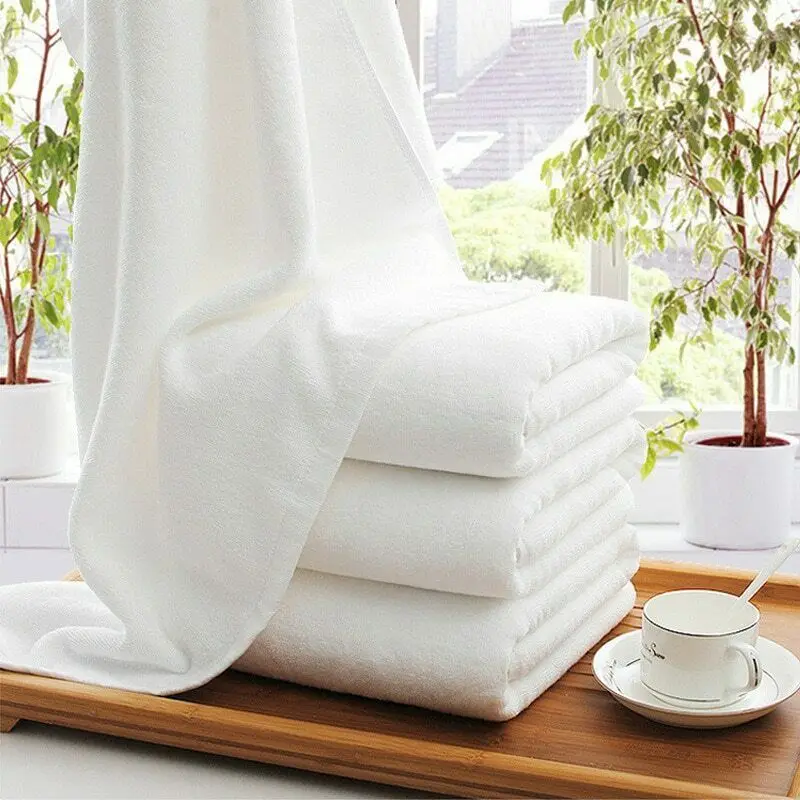 Hotel & Home Supplies Premium 100% Cotton White Towels Super Quality Quick-dry & Compressed Bath Towel Solid Color