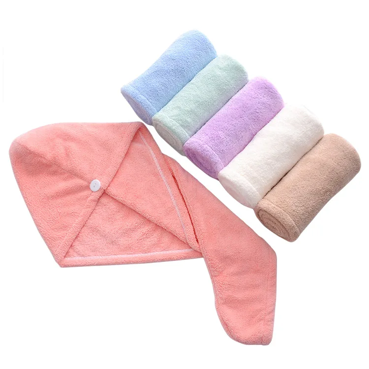 Toalla de turbante para el cabello de vellón de coral de secado rápido personalizada por el fabricante para mujeres