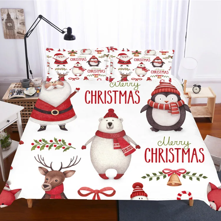 Drop-shipping Red & Blue Santa Claus Cartoon Fabric Handmade Christmas Bed Linen For Kids Cotton Filling For Bedding Clothing