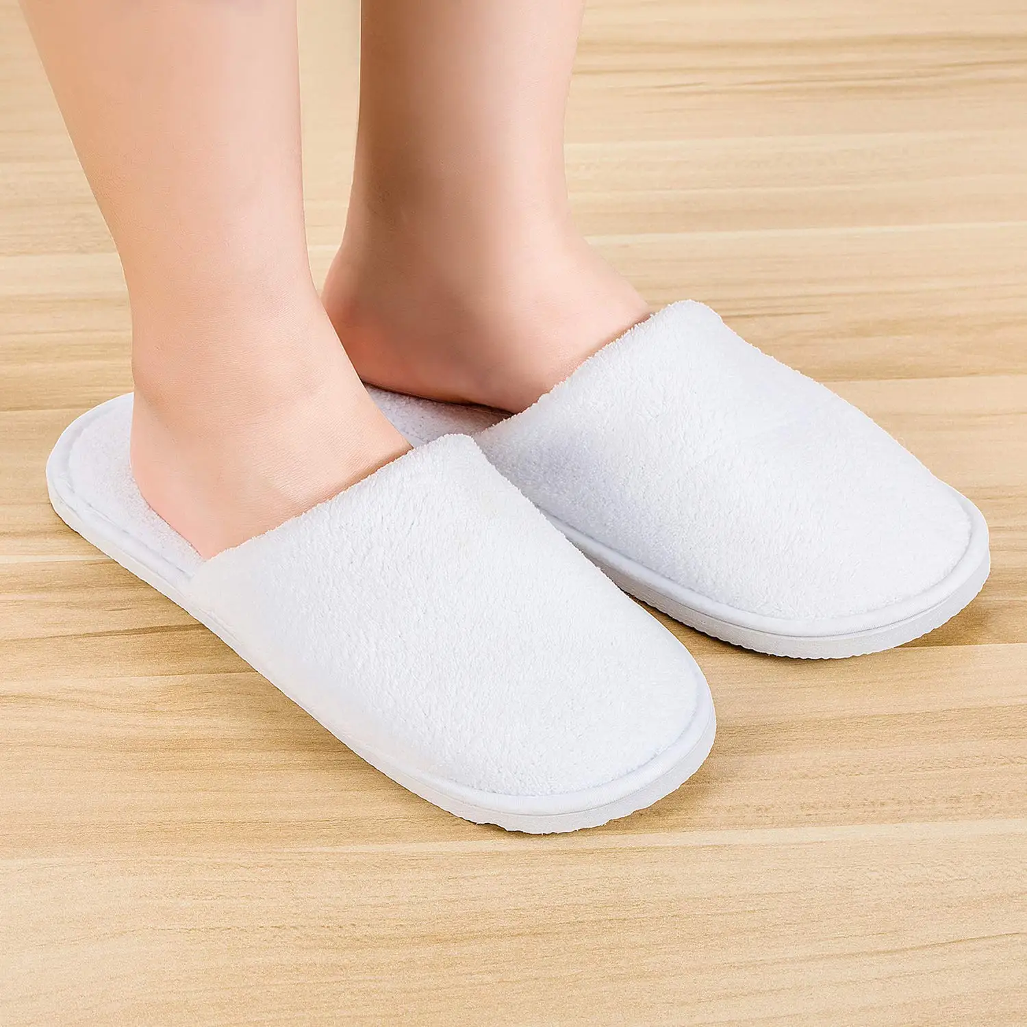 Luxury White Color Open Toe Biodegradable Hotel Slipper Custom Sleepers Hotel Disposable Slippers