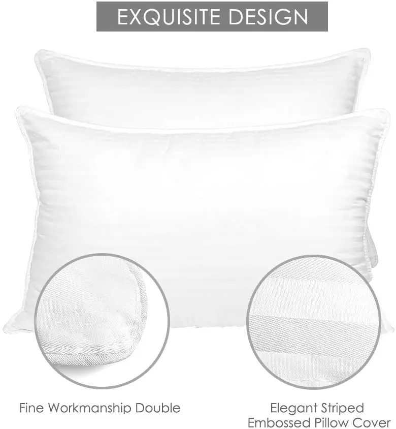 5 Star Quality Solid Neck Support Cotton Pillow Cover Set Oem Hotel Comfort Quilted Sheet And Pillow Set 400tc Down Filling