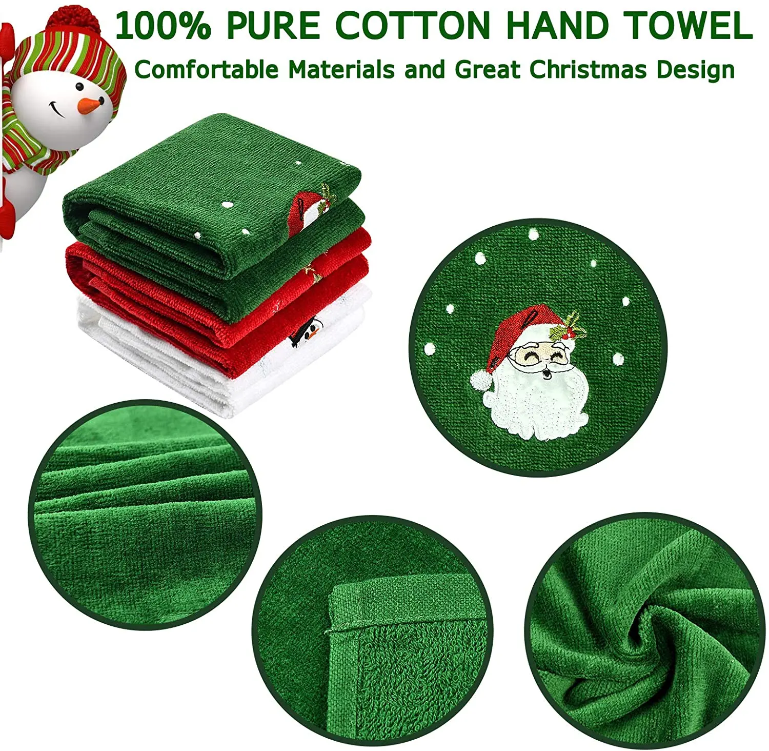 Christmas Decorative Dish Towels Set 3 Packs 100% Cotton Hand Towels For Drying/cleaning Disposable For Cooking/baking
