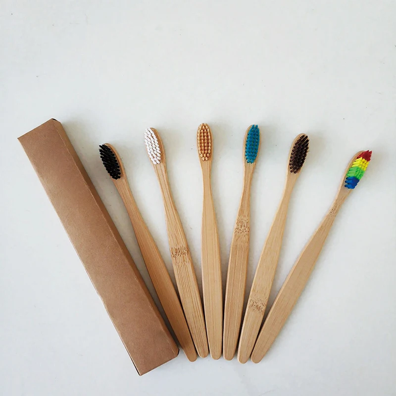Eco-friendly Family Pack Small Head Bamboo Charcoal Toothbrush With Soft Nylon Bristles Personalized Box For Home Use