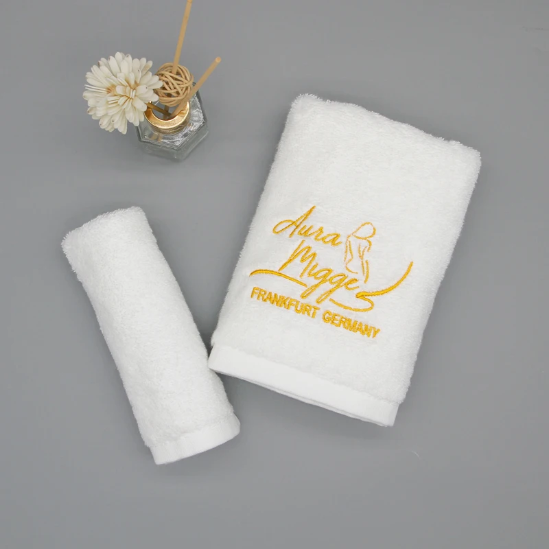 Set de Toalla de Baño de Algodón de 600 Gsm de Alta Calidad, Toalla de Mano Personalizada Blanca con Bordado, Toalla 80x160 de Secado Rápido Comprimida