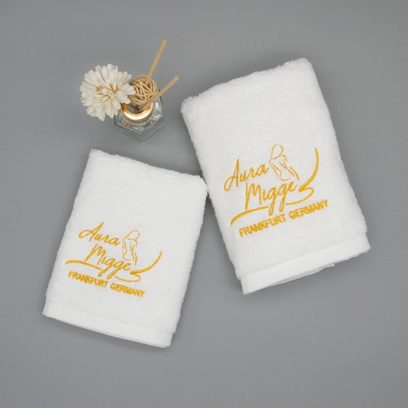 Set de Toalla de Baño de Algodón de 600 Gsm de Alta Calidad, Toalla de Mano Personalizada Blanca con Bordado, Toalla 80x160 de Secado Rápido Comprimida