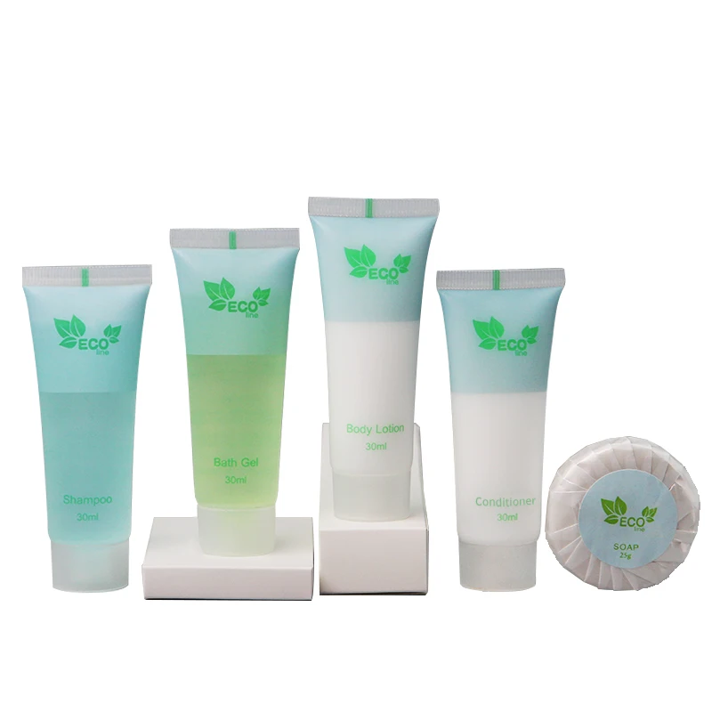 Paquete Ecológico con Logotipo Personalizado Gel de Ducha y Champú en Tubo para Hotel de Lujo Cinco Estrellas
