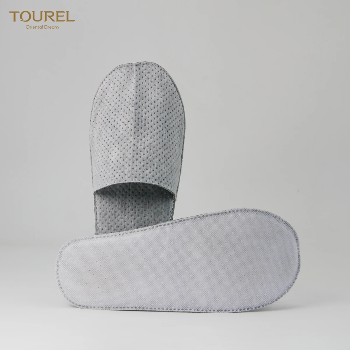 Non-slip Anti-slip Sole Unisex Disposable Slippers Grey Eco Bamboo Non-woven For Hotel Home Guest Traveling Spa Airplane Massage