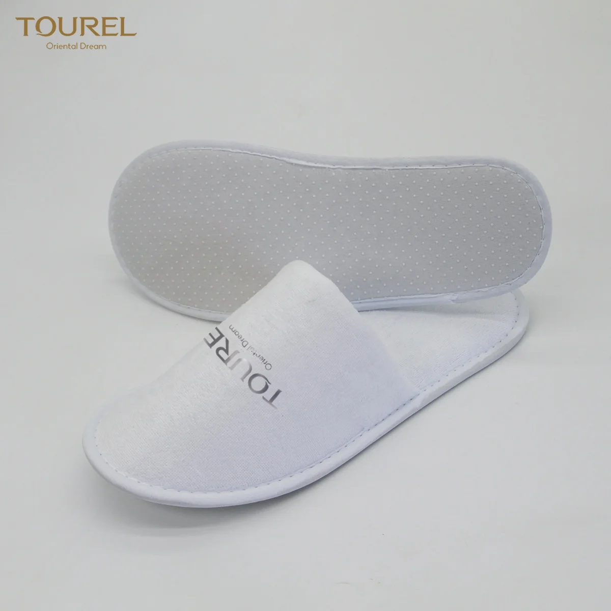 Chinela de hotel desechable de lujo con logotipo personalizado, velour de coral, suela antideslizante, 100% degradable, al por mayor