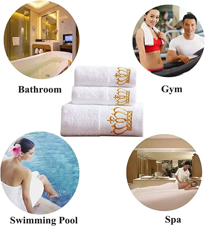 Toalla de baño Terry bordada blanca 100% algodón toalla de mano para hotel toalla de baño Hilton Hotel al por mayor