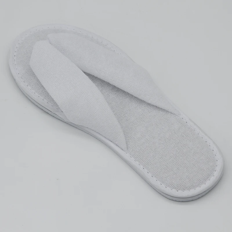 Luxury Hotel Bedroom Coral Fleece Slipper Disposable 100% Cotton White Coral Fleece Flip Flops For Hotel And Spa