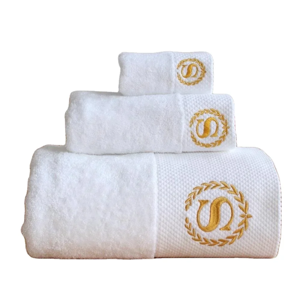5-star Hotel Quality 100% Cotton White Bath Towel Set Custom Logo Knitted Disposable Linens For Bathroom Use