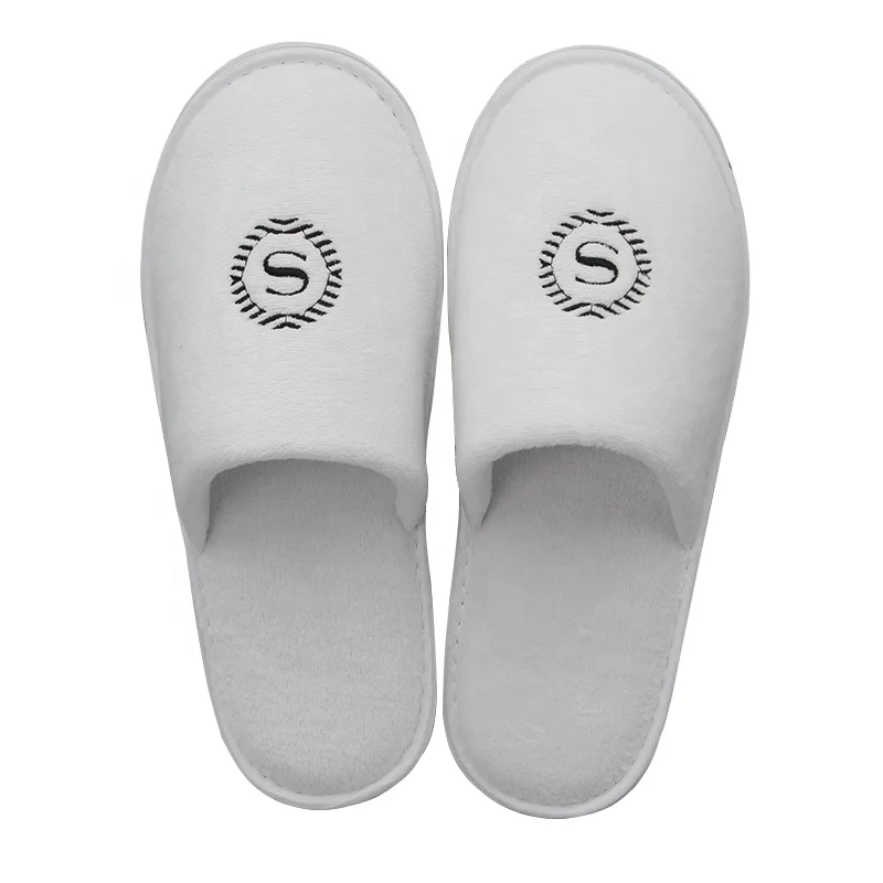 High Quality Close Toe Embroidered Logo Slippers Disposable For Hotel Branded Luxury Custom Hotel Slippers