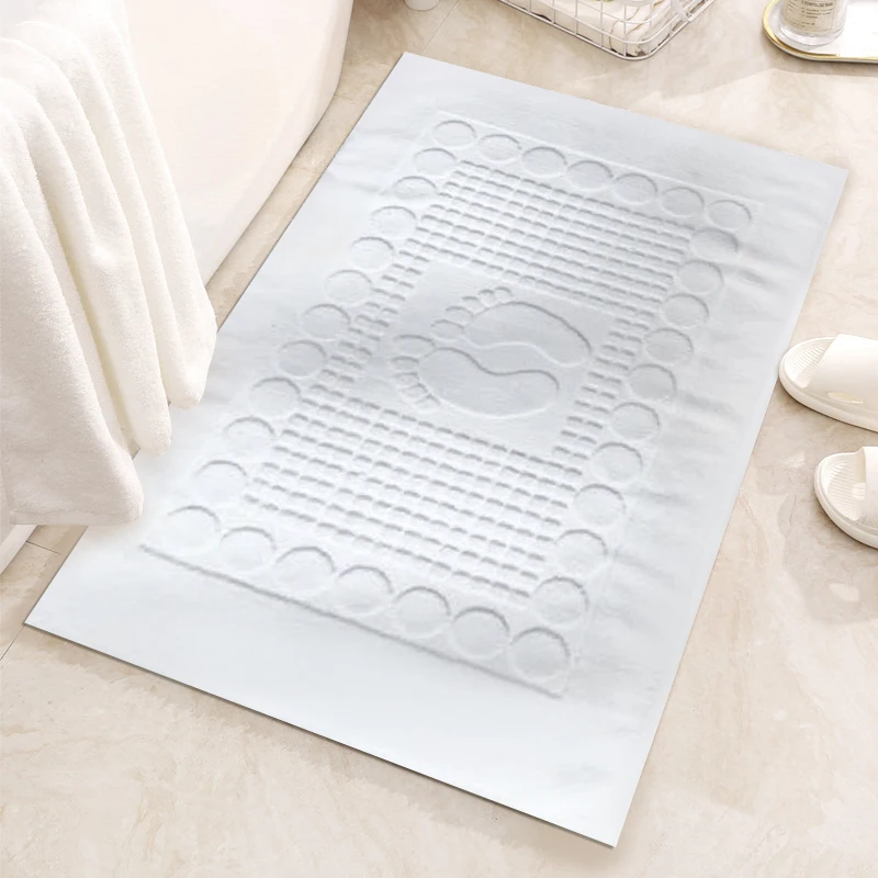 3-5 Star Hotel White Cotton Hotel Bath Floor Mat Bath Foot Towel Bathroom Floor Towel