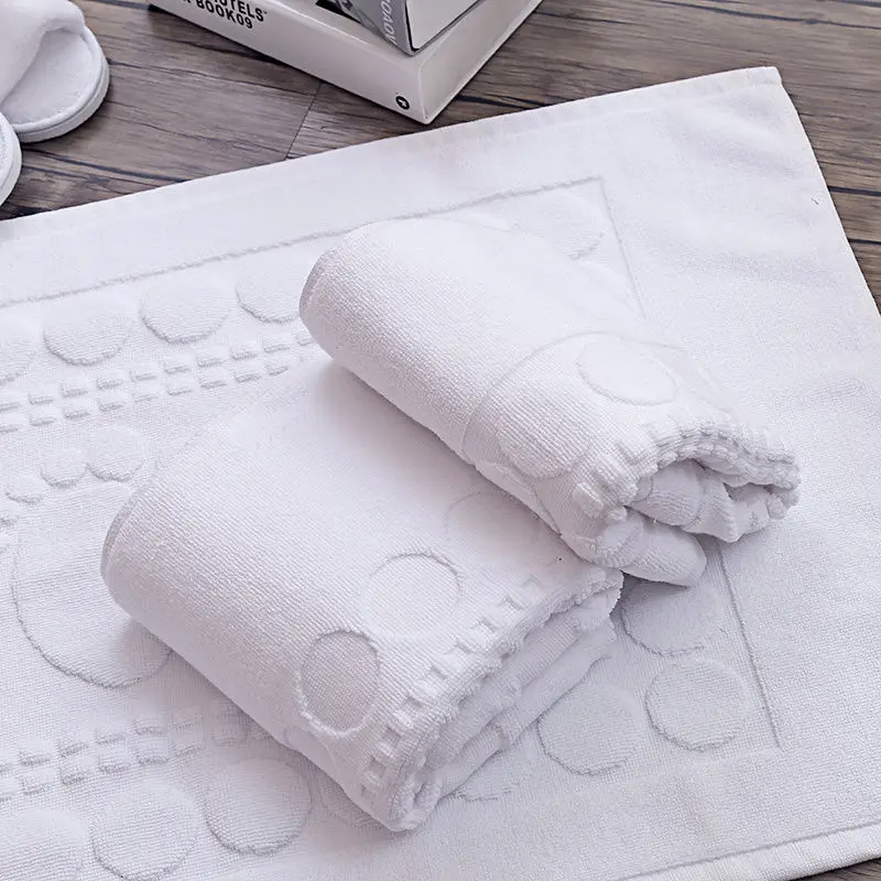 3-5 Star Hotel White Cotton Hotel Bath Floor Mat Bath Foot Towel Bathroom Floor Towel