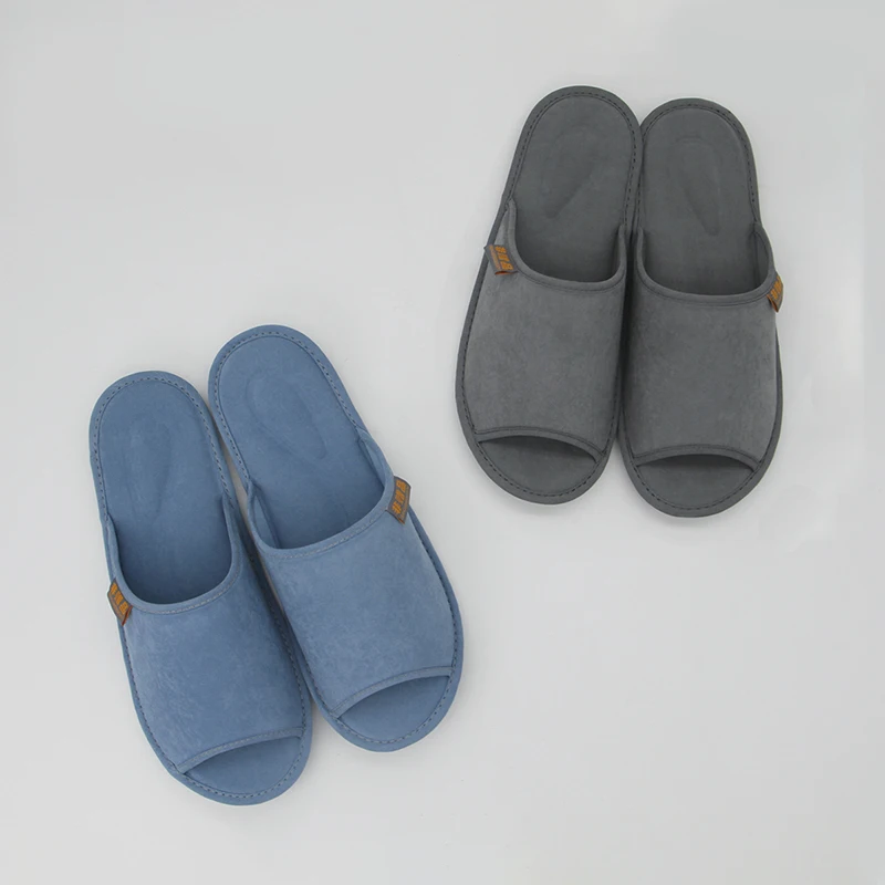 Reusable Cotton Soft Quick Dry Hotel Rubber Open Toe Men's Spa Slippers Washable Spa Slippers Custom