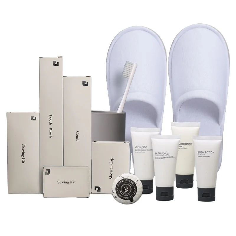 Travel Organic Bottles Hotel Shampoo Soap &shower Gel Hotel Amenities Set Logo Printing Hotel Slippers Pink