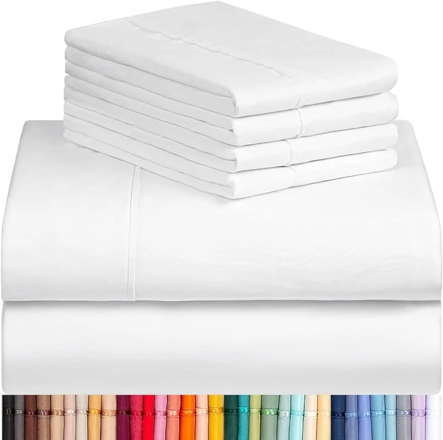 Wholesale Hotel Bedding Set White Striped Oeko-tex Certified 300tc Woven Sheet & Pillowcase 4pcs Set