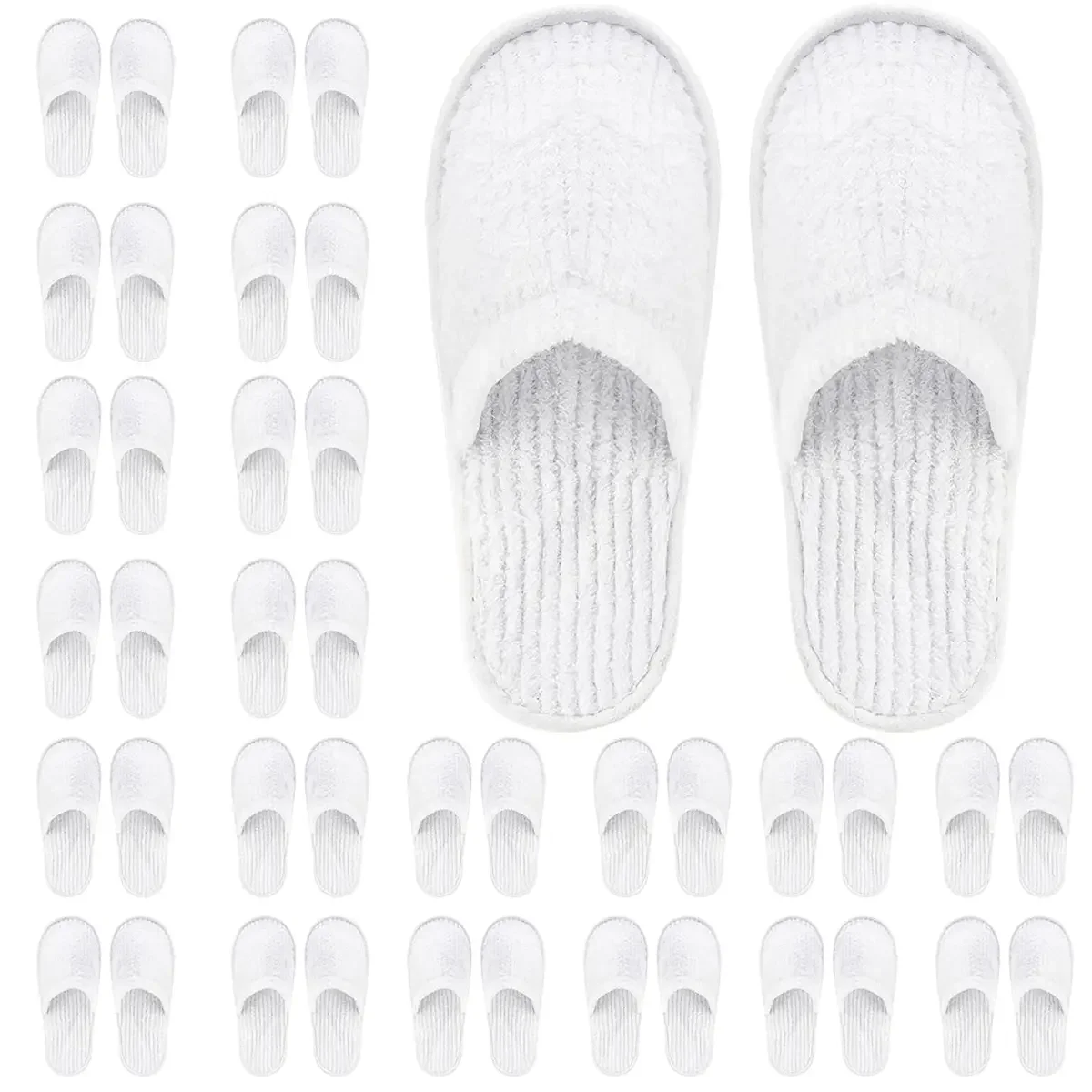 Personalized White Indoor Hotel Slippers Closed-toe Spa-washable Napped Fabric Quiet & Comfortable For Guests