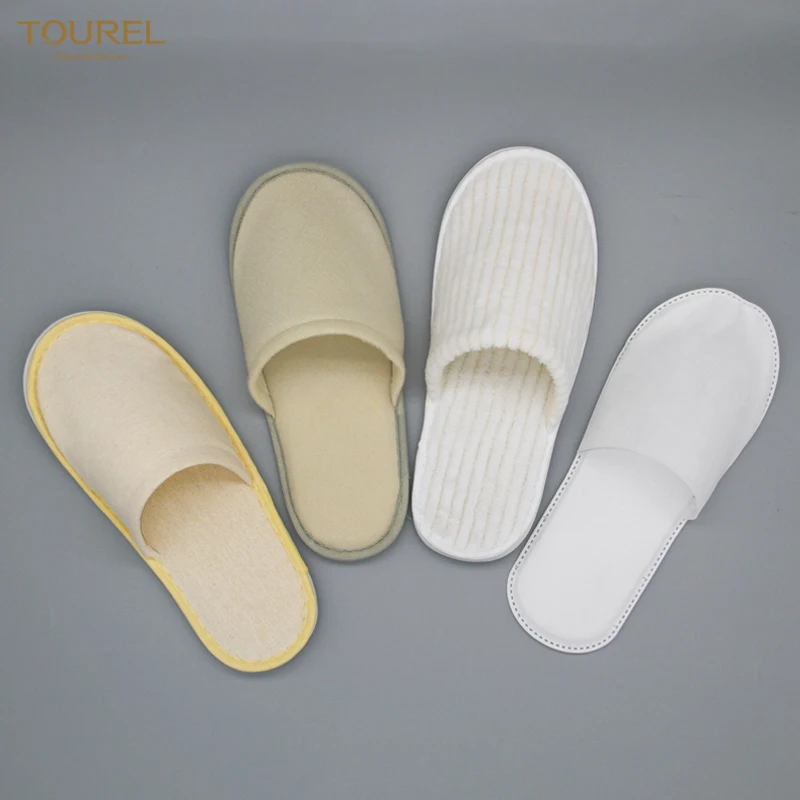 Closed Toe Unisex Individually Wrapped Non-woven 4mm Sole Economy Disposable Hotel Slippers