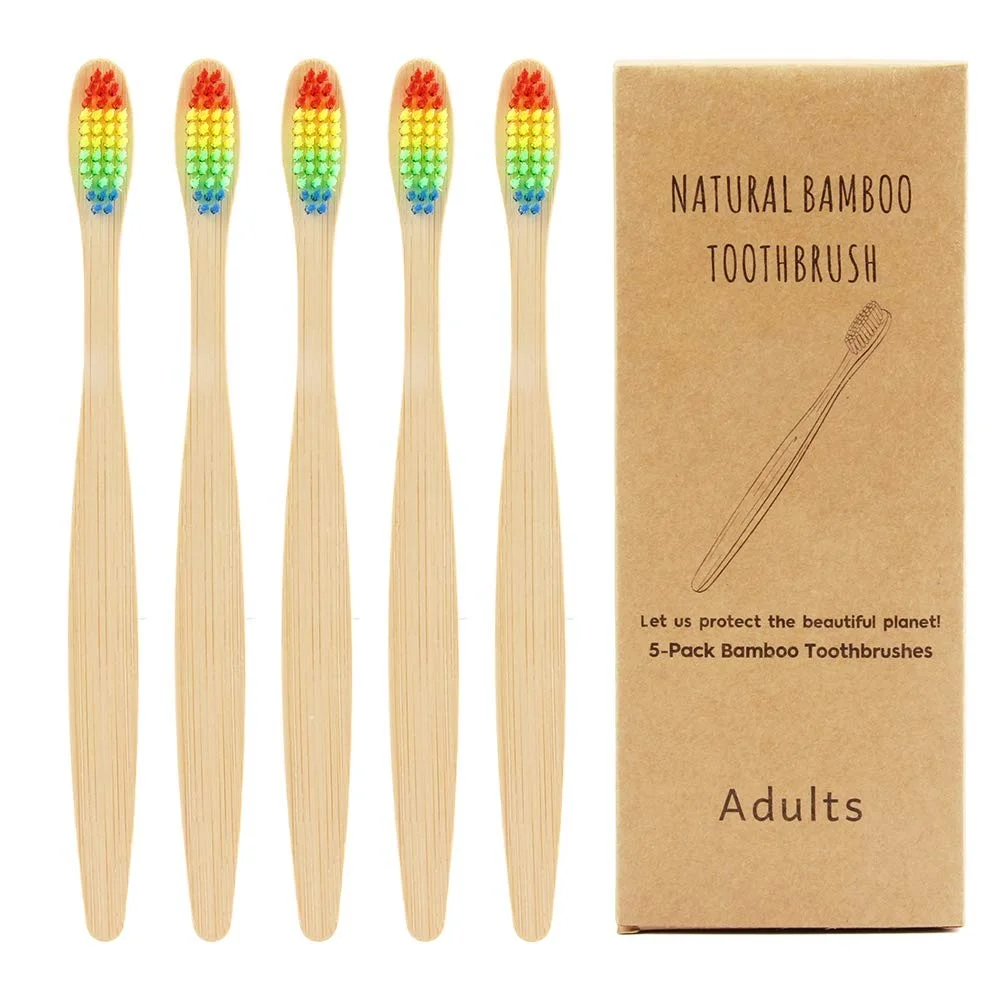 Adult Children's Charcoal Bamboo Toothbrush Bpa-free With Soft Bristle Tube Disposable Feature For Home Use
