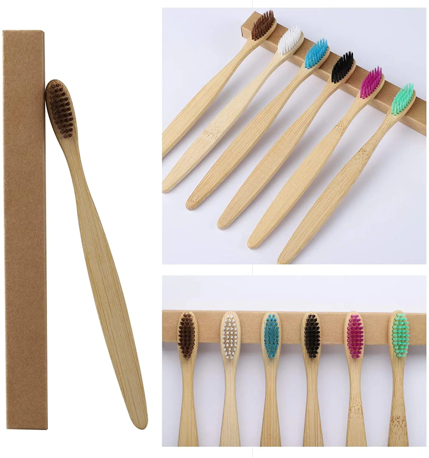 100% Recycled Good Wood Bamboo Toothbrush Soft Bristle Disposable With Paper Box For Home Use