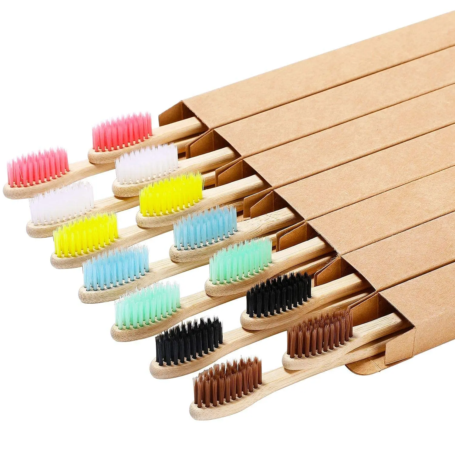 10 Pack Bpa Free Soft Bristles Toothbrushes Eco-friendly Compostable Natural Wooden Bamboo Toothbrush