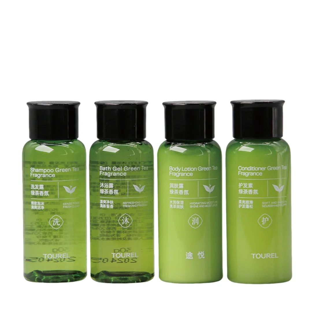 Small Airline Travel Kit Bathroom Accessories Sets Green Tea Fragrance Hotel Amenities