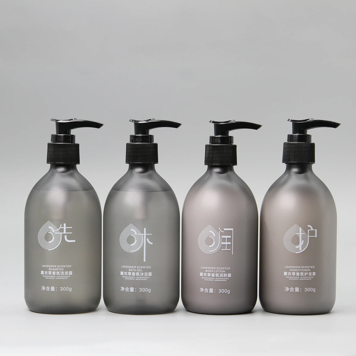 Set de Amenidades Desechables para Hotel al por Mayor de 300ml con Gel de Ducha, Champú y Acondicionador con Logotipo Personalizado para Baños de Hoteles y Spas