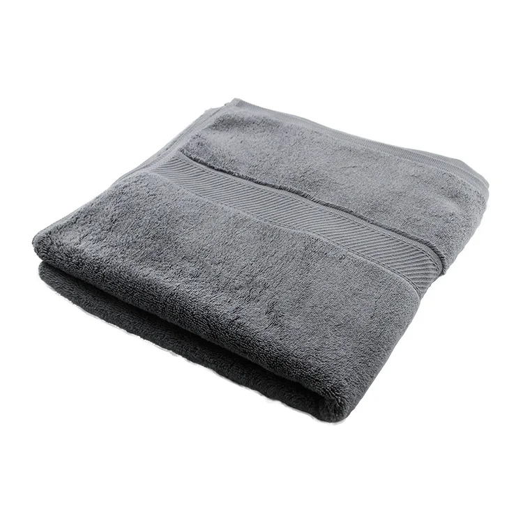 Customized Logo Quality 100% Cotton Large Bath Room Towel 70x140 Hilton Luxury Hotel Spa Knitted Compressed Grey Towel