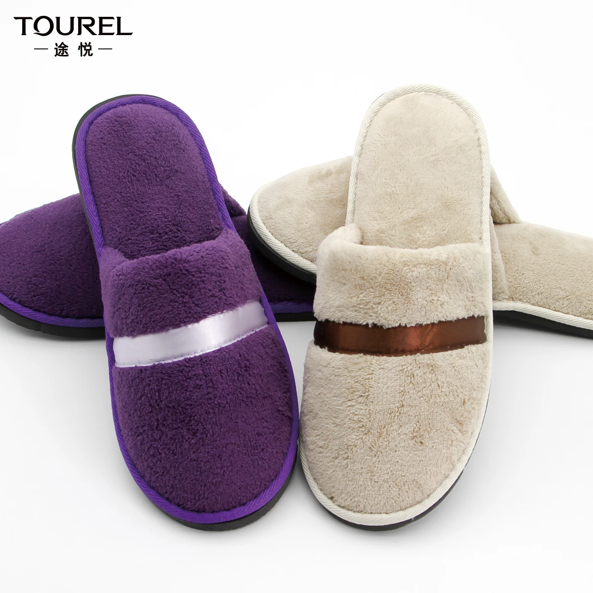 Venta al por mayor de Zapatillas Desechables de Hotel y Spa de Vellón de Coral de Algodón Biodegradable Ecológico Premium Unisex con Logotipo Personalizado de Terciopelo de Lujo Suave