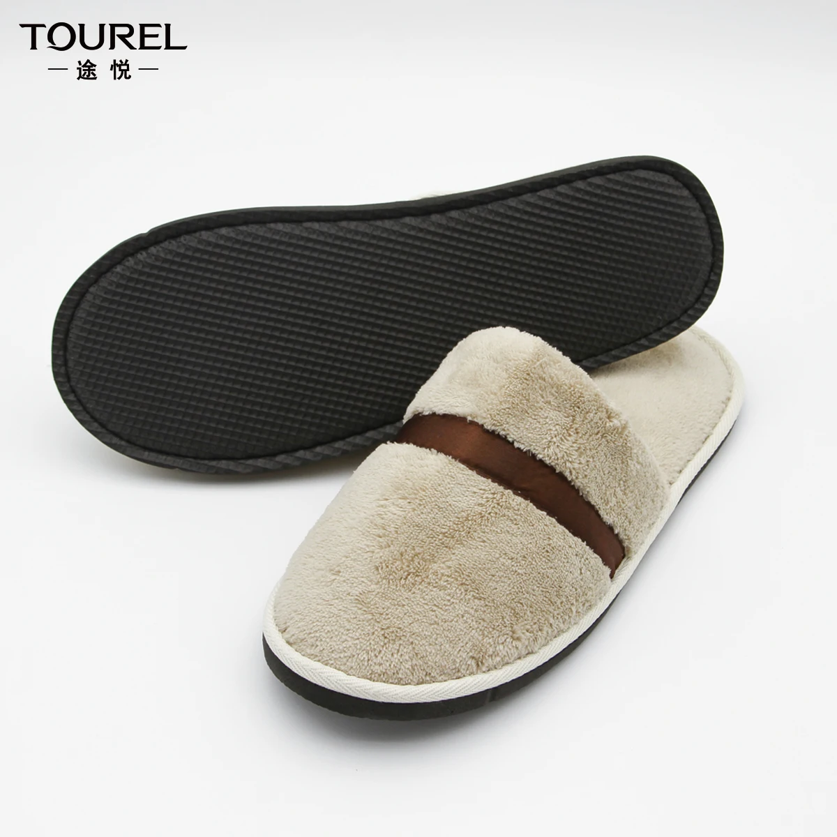 Venta al por mayor de Zapatillas Desechables de Hotel y Spa de Vellón de Coral de Algodón Biodegradable Ecológico Premium Unisex con Logotipo Personalizado de Terciopelo de Lujo Suave