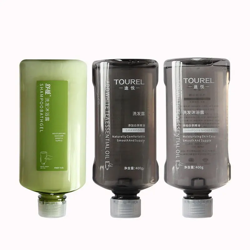 Customized 400ml M-type Hotel Bathing Amenities Wall Mounted Plastic Shampoo And Shower Gel Two-in-one Set
