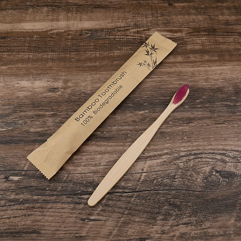 Eco-friendly Biodegradable Bamboo Wooden Tube Pack Set For Home Use Soft Bristle Disposable Toothbrush For Hotels And Travel