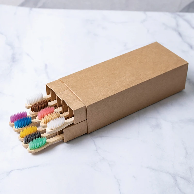 Eco-friendly Biodegradable Bamboo Wooden Tube Pack Set For Home Use Soft Bristle Disposable Toothbrush For Hotels And Travel