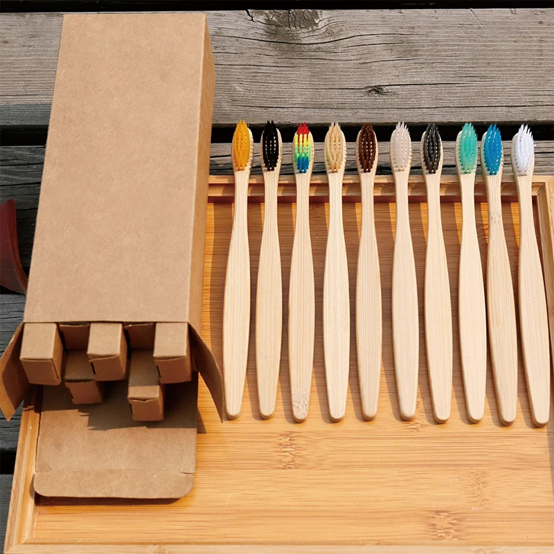Eco-friendly Biodegradable Bamboo Wooden Tube Pack Set For Home Use Soft Bristle Disposable Toothbrush For Hotels And Travel