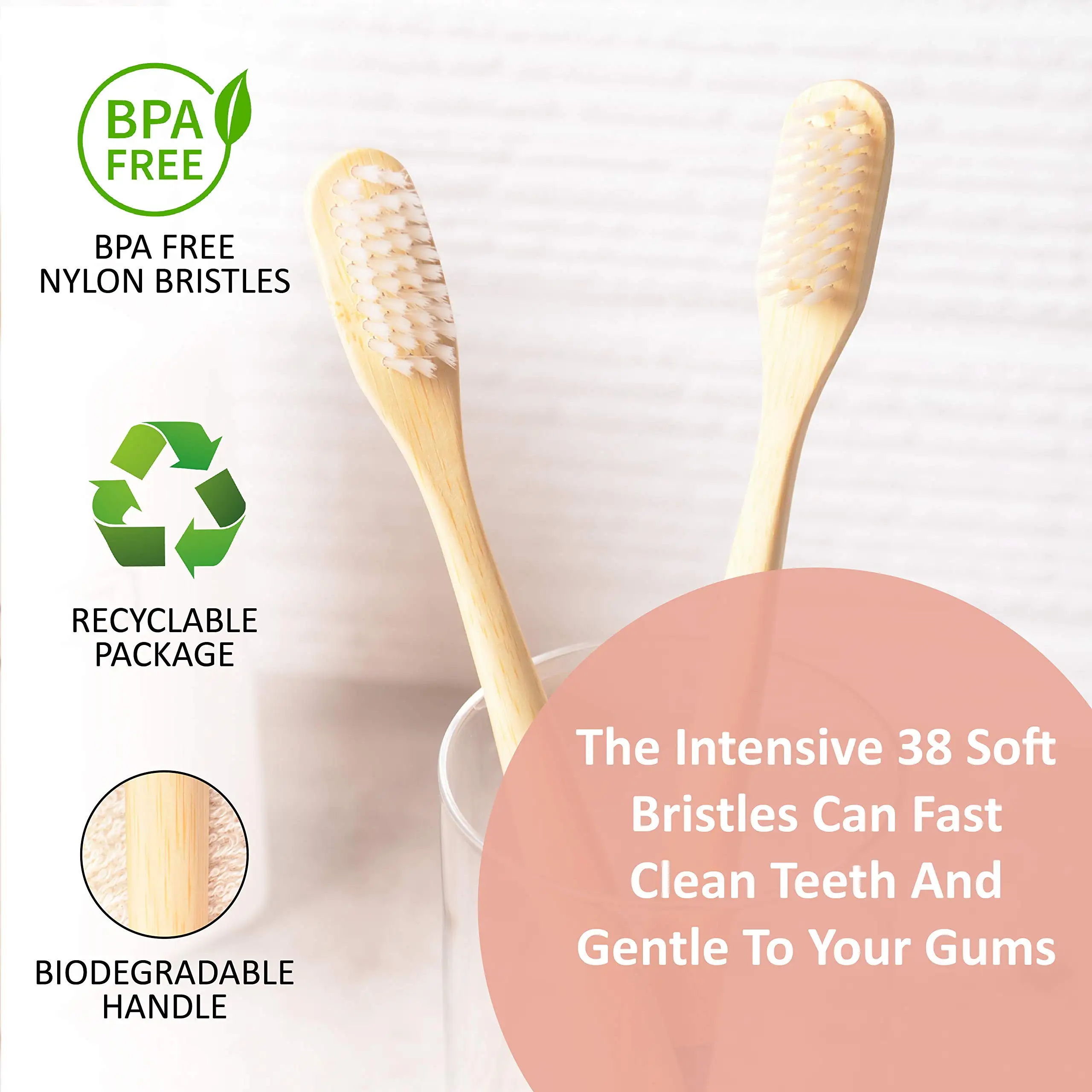 Custom 100% Eco-friendly Soft Bristle Bamboo Toothbrush Disposable For Home Or Hotel Use