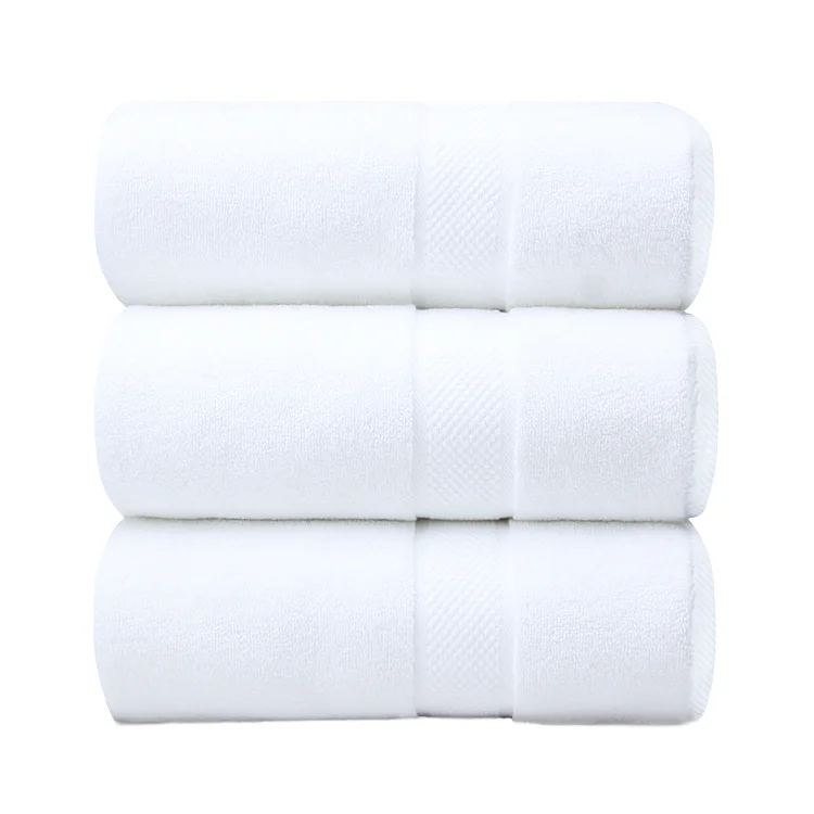 Luxury Brand 5-star Hotel Grade Quick-dry Bath Towel Set 100% White Cotton Knitted Disposable Solid Color Neutral Hotel Bath