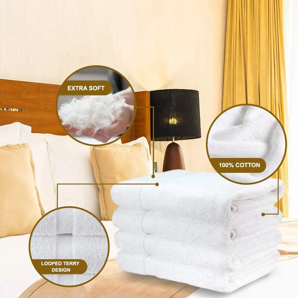 Luxury Brand 5-star Hotel Grade Quick-dry Bath Towel Set 100% White Cotton Knitted Disposable Solid Color Neutral Hotel Bath