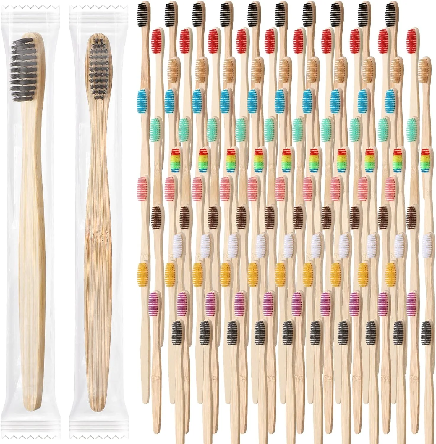 Disposable Bamboo Toothbrush For Kids Bpa-free Soft Nylon Tube Reusable For Home Travel Hotel Friendly Charcoal Toothbrush