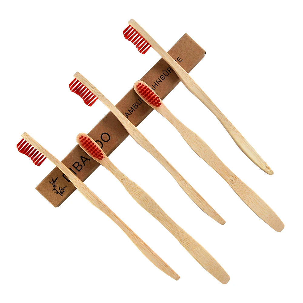 Custom Bamboo Wooden Toothbrush For Adults 100% Biodegradable Soft Charcoal Bristles Disposable For Home Use
