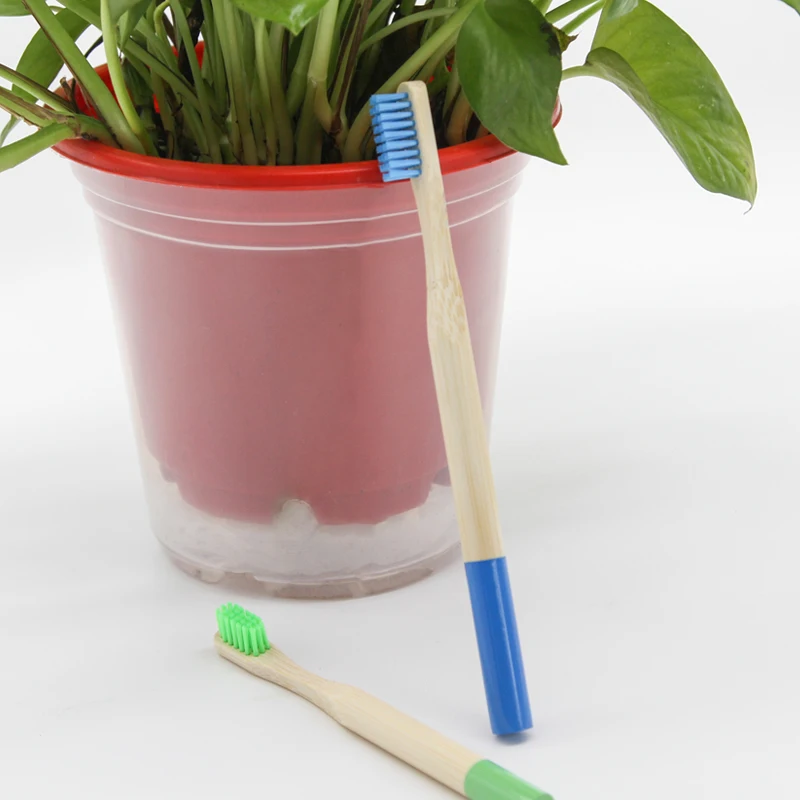 Cepillo de dientes de bambú 100% natural biodegradable orgánico ecológico, cerdas suaves de nailon con carbón, logotipo personalizable, desechable para el hogar