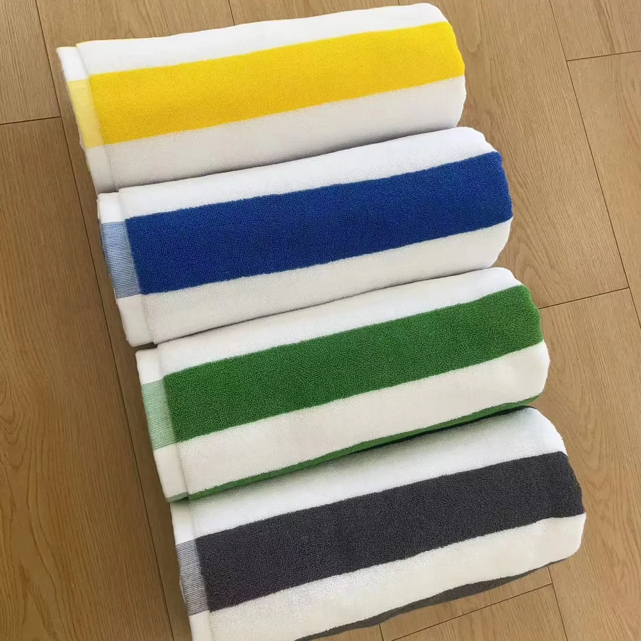 Premium Quality 100% Cotton Striped Oversized Quick Dry Luxury Printed Swimming Bath Beach Towel Custom Summer Sports Tropical