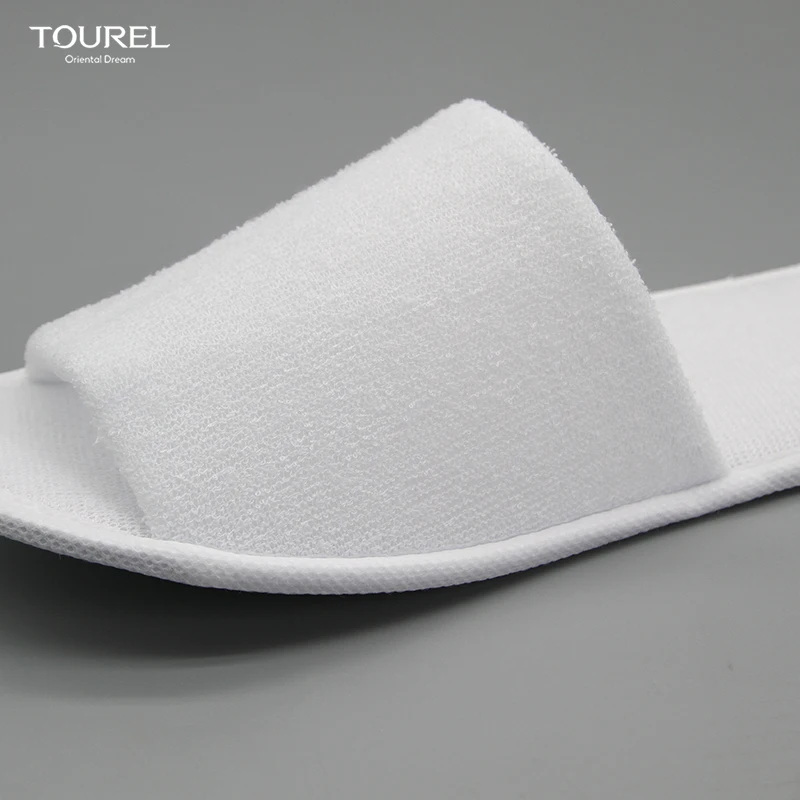 Exclusive Coral Fleece Toweling Fabric Biodegradable Soft Recyclable Portable Hotel Slipper Embroider Open Toe Unisex Spa Oem
