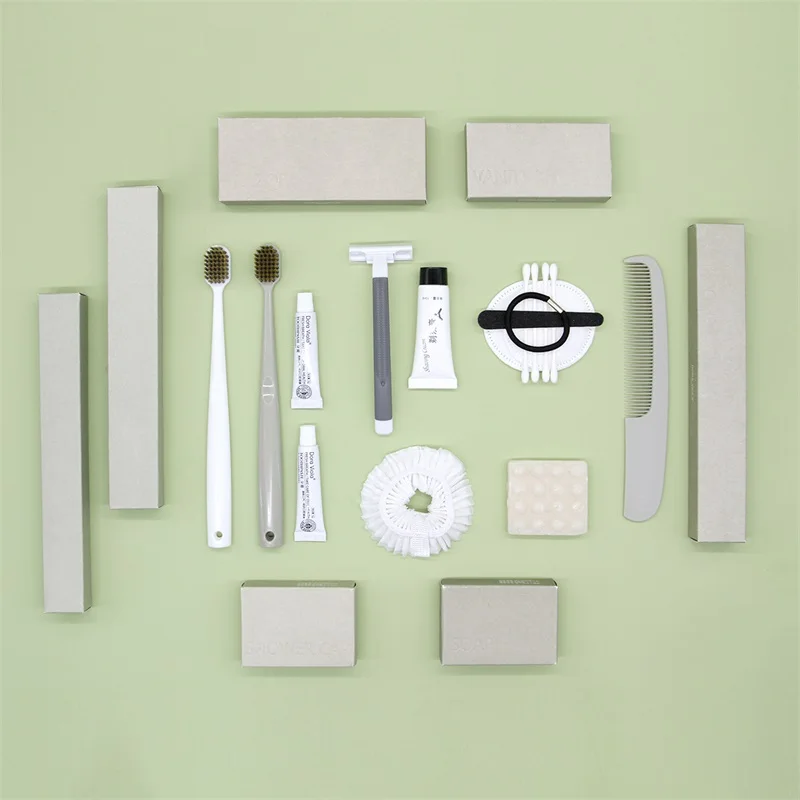 Hotel Supplies Eco Friendly Amenities Dental Travel Kit Kraft Paper Hotel Dry Amenities