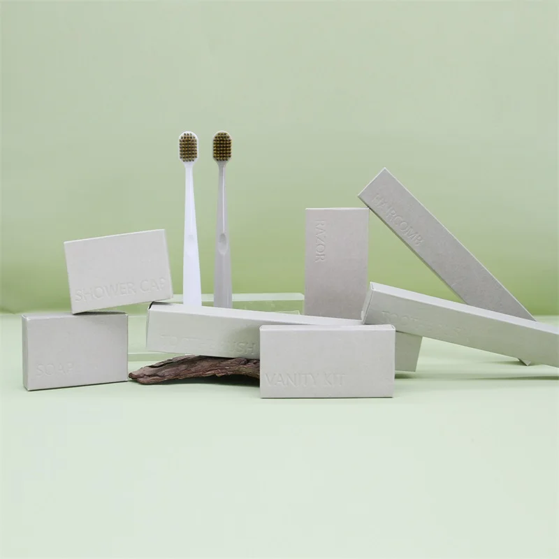 Wheat Straw Hotel Comb Welcome Set Box Hotel Amenity Disposable Kit Combo